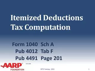 Itemized Deductions Tax Computation