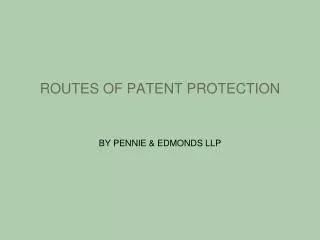 ROUTES OF PATENT PROTECTION