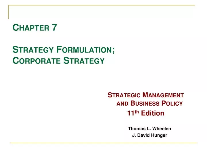 chapter 7 strategy formulation corporate strategy