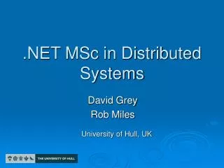 .NET MSc in Distributed Systems