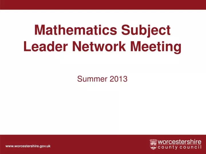 mathematics subject leader network meeting