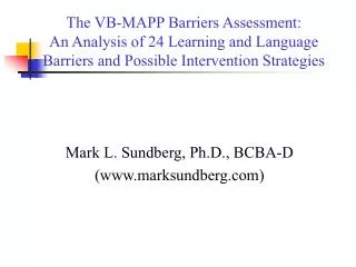 Mark L. Sundberg, Ph.D., BCBA-D (marksundberg)