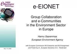 e-EIONET Group Collaboration and e-Communities in the Environment Sector in Europe