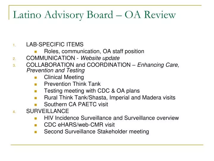 latino advisory board oa review