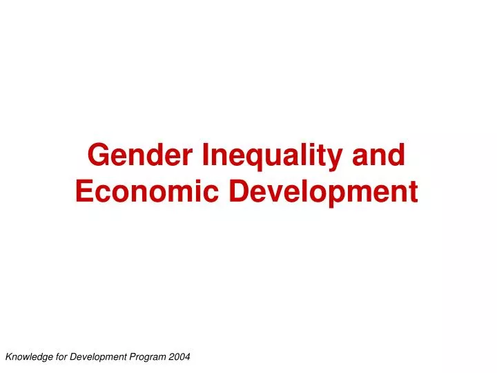 gender inequality and economic development
