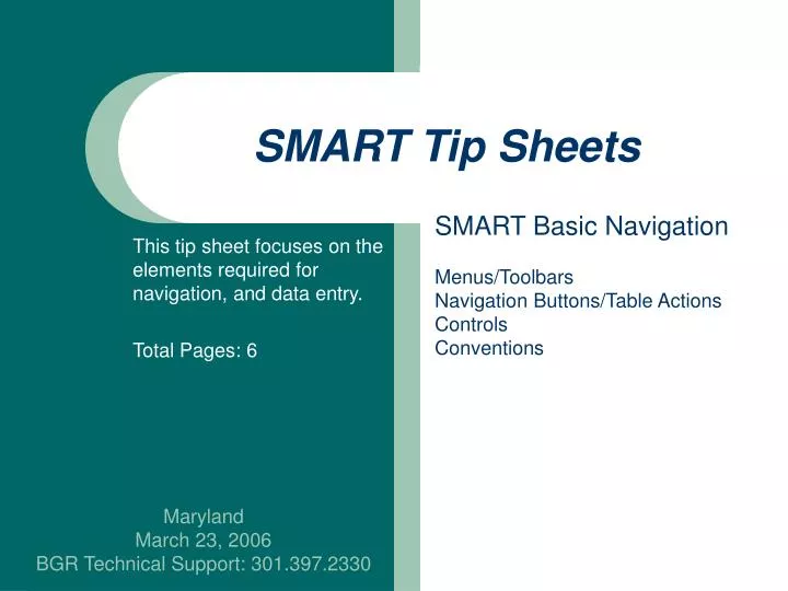 smart tip sheets