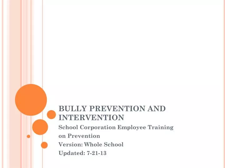 bully prevention and intervention