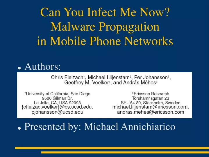 can you infect me now malware propagation in mobile phone networks