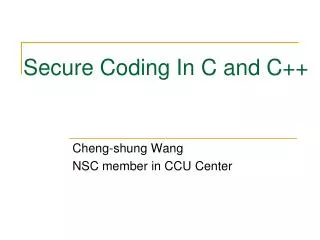 Secure Coding In C and C++
