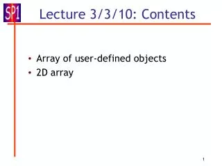 Lecture 3/3/10: Contents