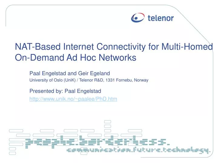 nat based internet connectivity for multi homed on demand ad hoc networks