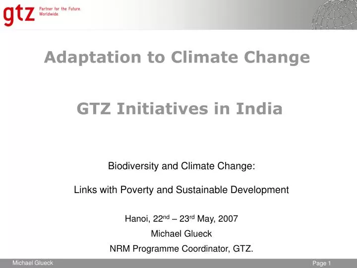 adaptation to climate change gtz initiatives in india