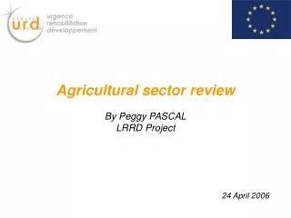 Agricultural sector review By Peggy PASCAL LRRD Project