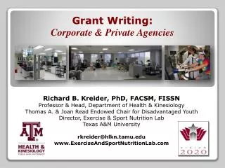 Richard B. Kreider, PhD, FACSM, FISSN Professor &amp; Head, Department of Health &amp; Kinesiology