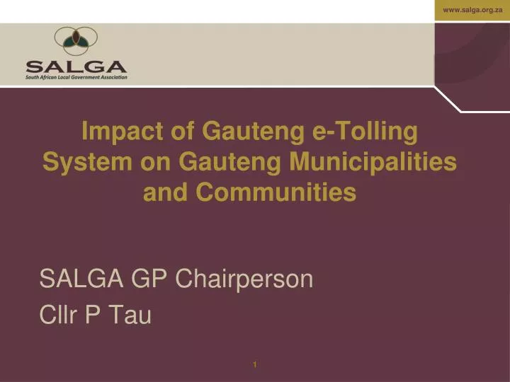 impact of gauteng e tolling system on gauteng municipalities and communities