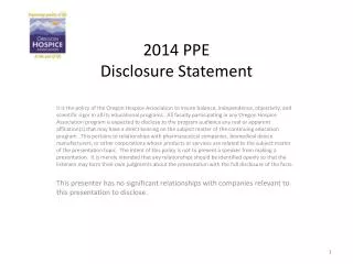 2014 PPE Disclosure Statement