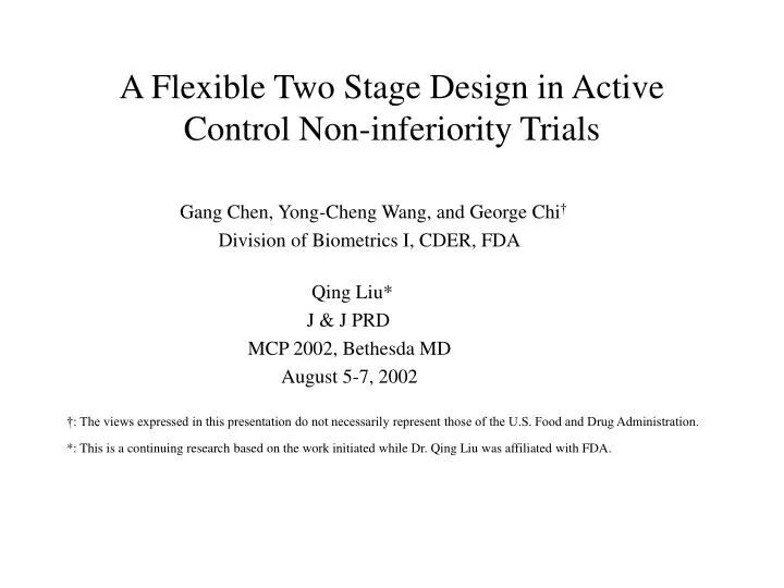 a flexible two stage design in active control non inferiority trials