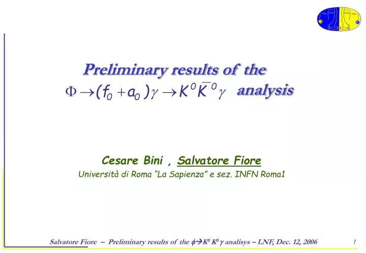 preliminary results of the analysis