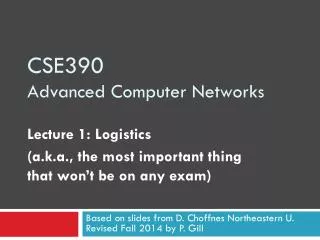 CSE390 Advanced Computer Networks