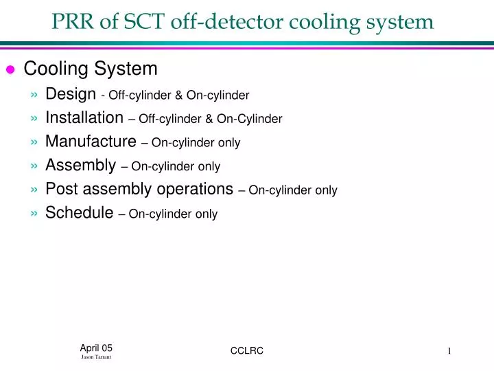 prr of sct off detector cooling system