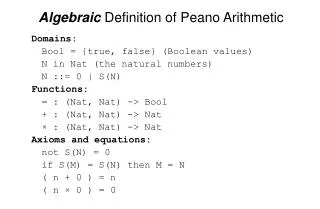 Algebraic Definition of Peano Arithmetic