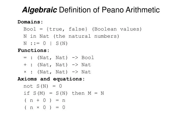 algebraic definition of peano arithmetic
