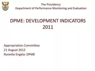 DPME: DEVELOPMENT INDICATORS 2011