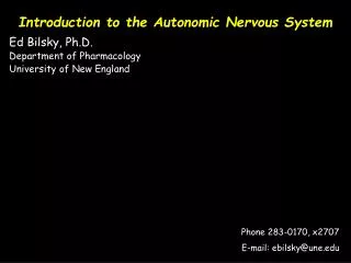 Introduction to the Autonomic Nervous System