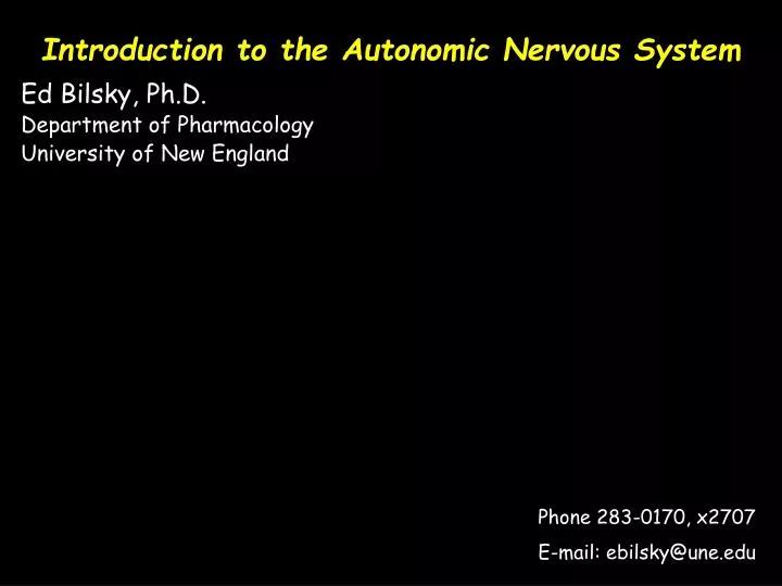 introduction to the autonomic nervous system