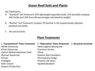 Green Roof Soils and Plants Soil Treatments: