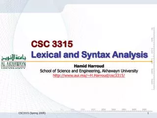 csc 3315 lexical and syntax analysis