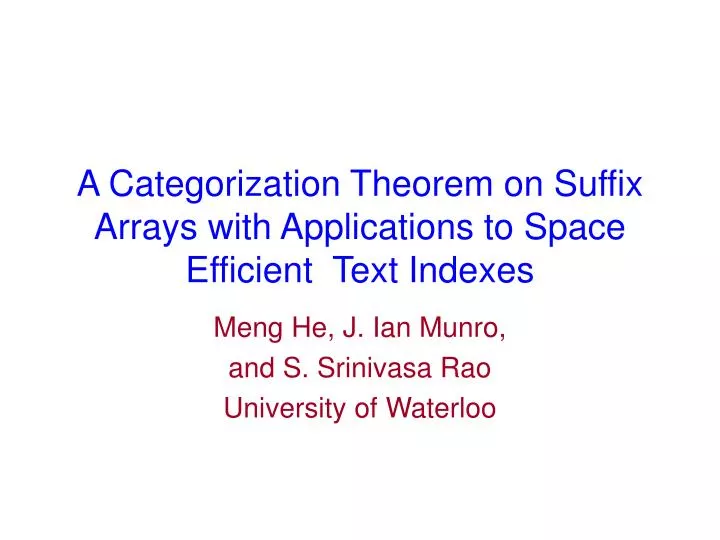 a categorization theorem on suffix arrays with applications to space efficient text indexes