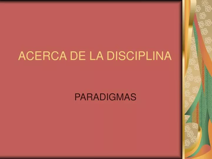 acerca de la disciplina