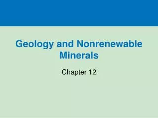 Geology and Nonrenewable Minerals