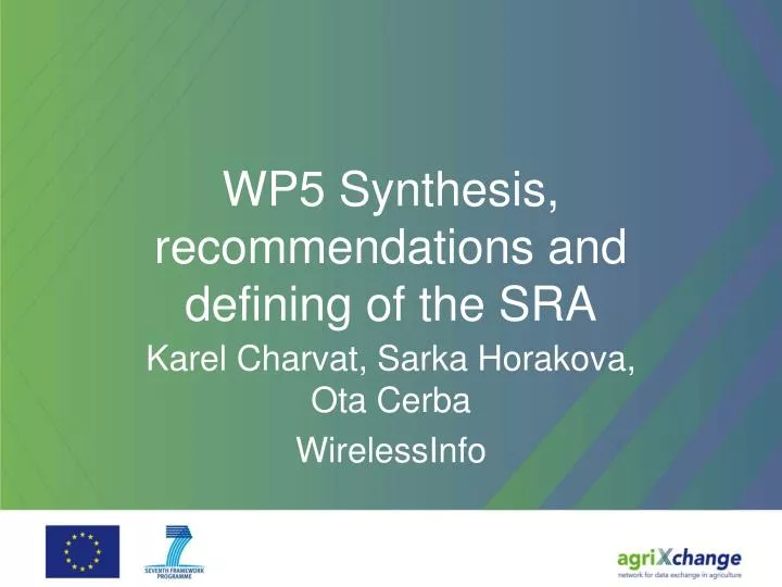 wp5 synthesis recommendations and defining of the sra