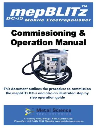 Commissioning &amp; Operation Manual