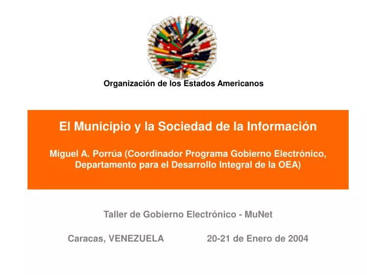 taller de gobierno electr nico munet caracas venezuela 20 21 de enero de 2004