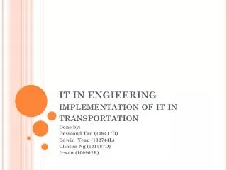 IT IN ENGIEERING implementation of it in transportation