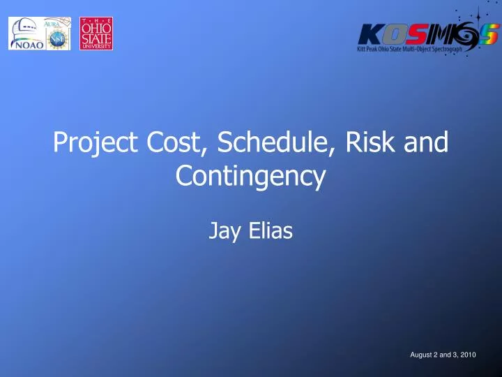 project cost schedule risk and contingency