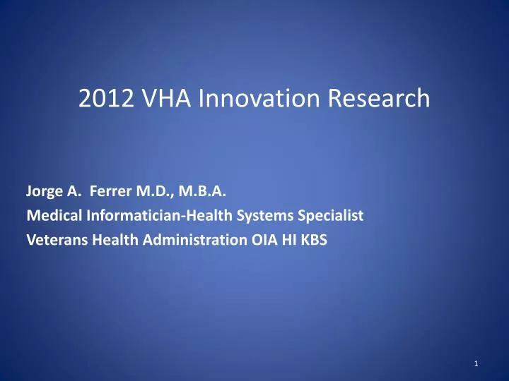 2012 vha innovation research