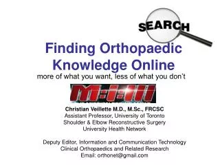 Finding Orthopaedic Knowledge Online