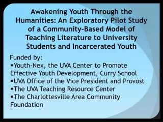 Funded by: Youth-Nex, the UVA Center to Promote Effective Youth Development, Curry School
