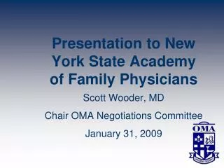 Presentation to New York State Academy of Family Physicians