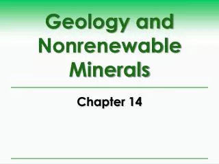 Geology and Nonrenewable Minerals