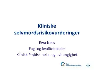kliniske selvmordsrisikovurderinger