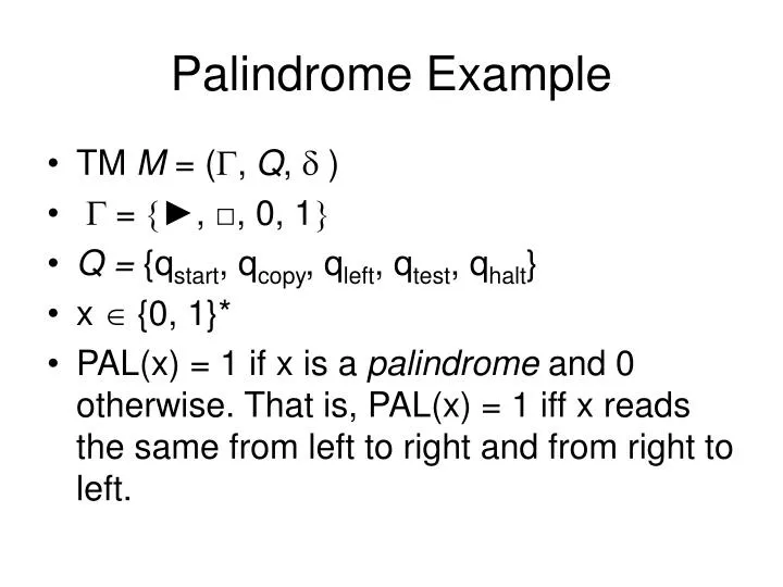 palindrome example