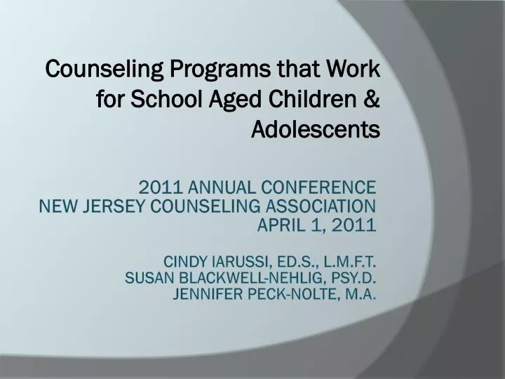 counseling programs that work for school aged children adolescents
