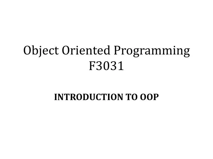 object oriented programming f3031