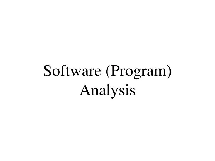 software program analysis