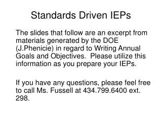 Standards Driven IEPs